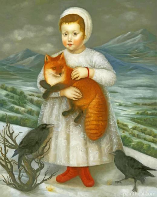 Primitive Woman And Fox Painting By Numbers Kits
