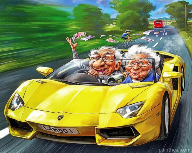 Old Couple In Car Painting By Numbers Kits