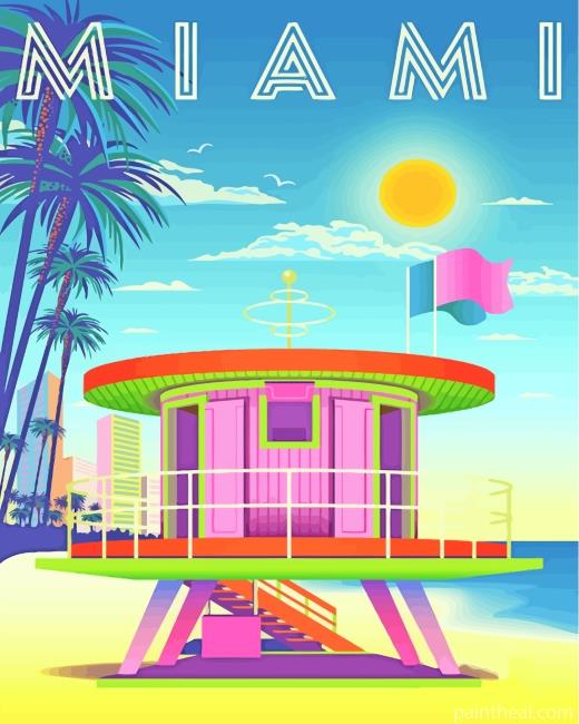 Miami Poster Painting By Numbers Kits