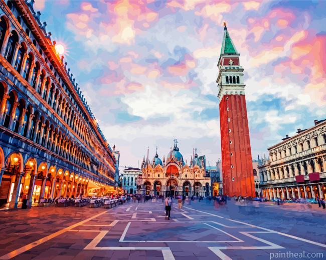 St Marks Square Burano Italy Painting By Numbers Kits