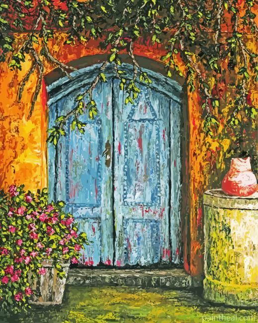 Old Teal Door Painting By Numbers Kits
