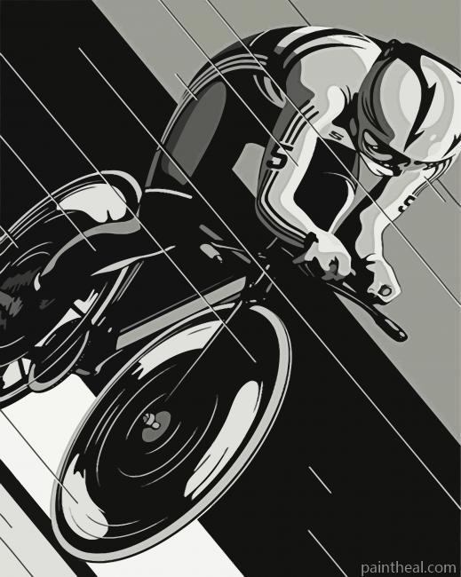 Black And White Cyclist Man Painting By Numbers Kits