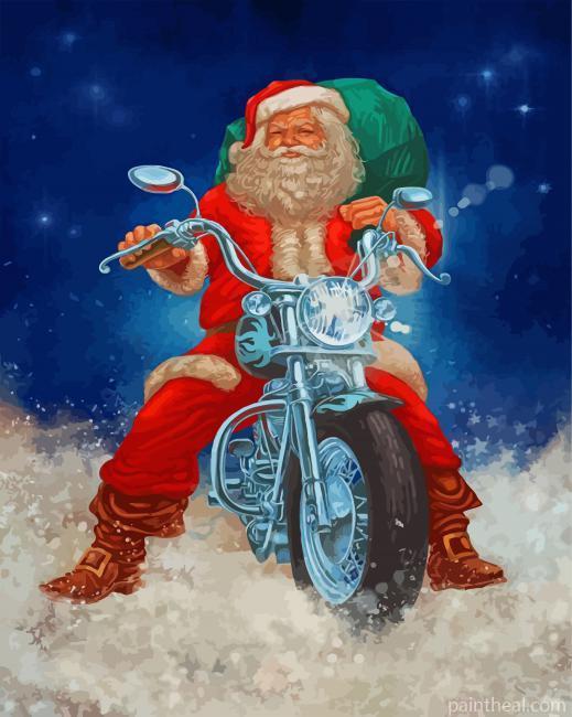 Santa On A Harley Painting By Numbers Kits