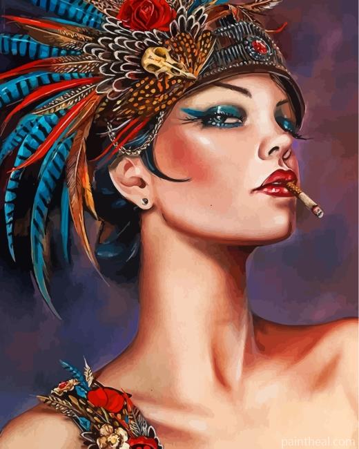 Peafowl Woman Painting By Numbers Kits