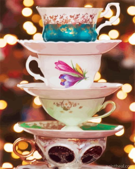 Elegant Cups Painting By Numbers Kits