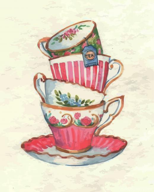 Aesthetic Girly Cups Painting By Numbers Kits