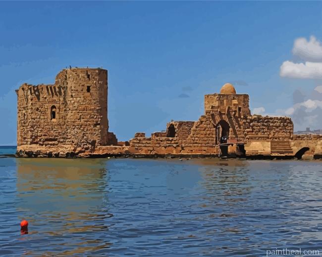 Sidon Sea Castle Lebanon Painting By Numbers Kits