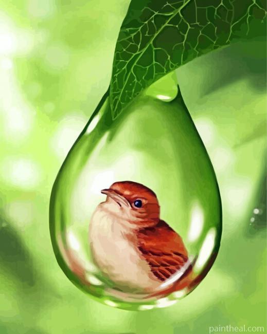 Bird In Bubble Drop Of Water Painting By Numbers Kits