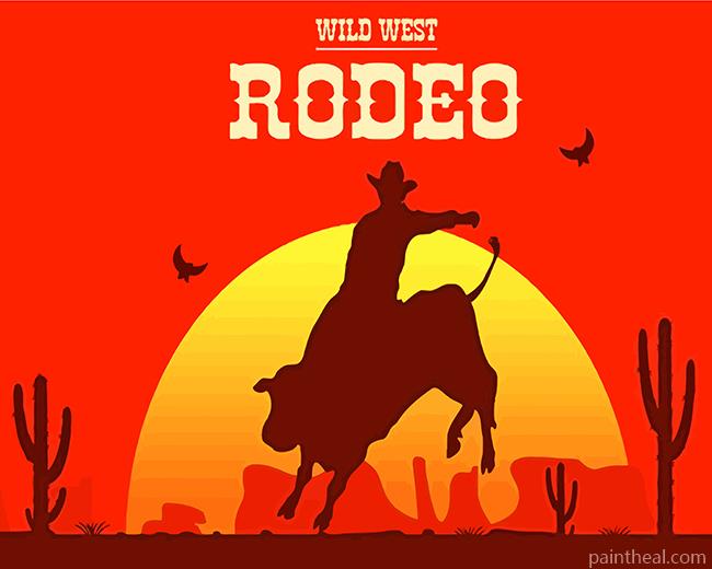 Rodeo Man Silhouette Painting By Numbers Kits