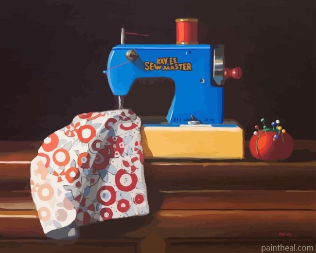 Blue Sewing Machine Painting By Numbers Kits