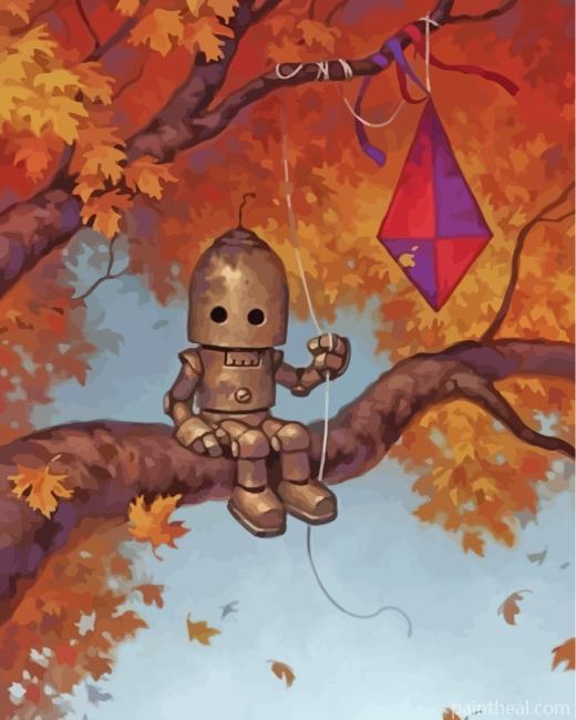 Robot Enjoying His Loneliness Painting By Numbers Kits