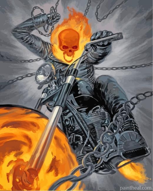 Ghost Rider With Bike Painting By Numbers Kits