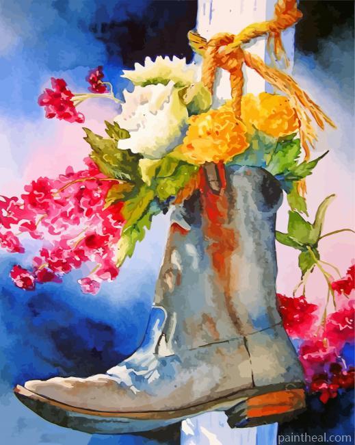 Boot And Flowers Still Life Painting By Numbers Kits