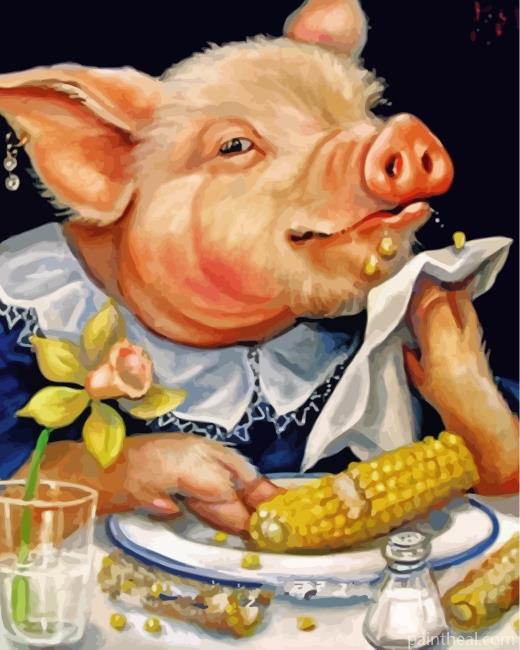 Pig Eating Corn Painting By Numbers Kits