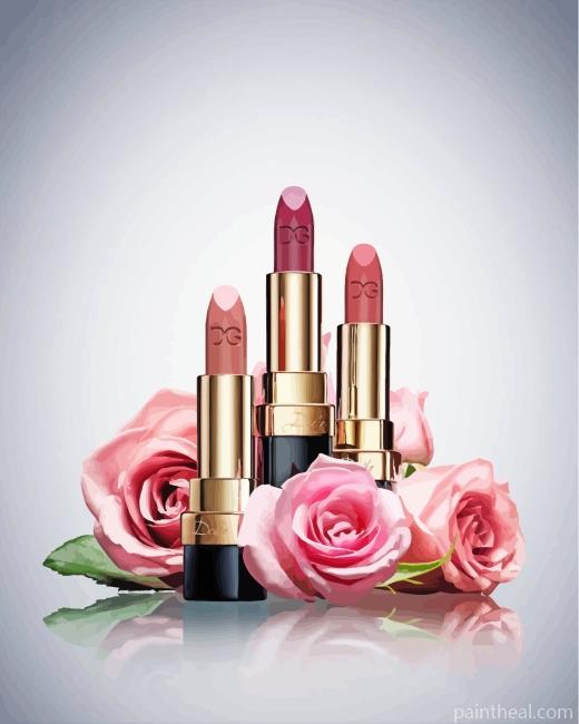 Dolce And Gabbana Lipstick And Flowers Painting By Numbers Kits