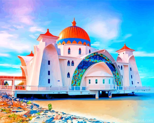 Melaka Straits Mosque Malaysia Painting By Numbers Kits