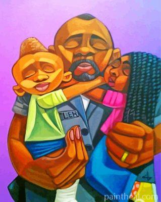 Aesthetic Black Dad And His Kids Painting By Numbers Kits