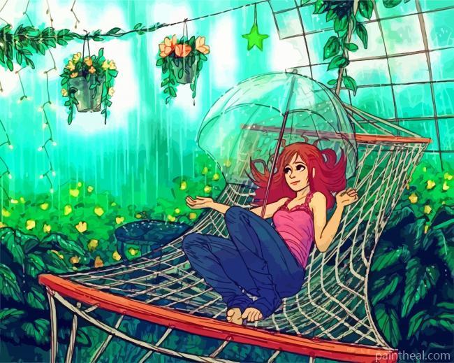Anime Girl In Hammock Painting By Numbers Kits