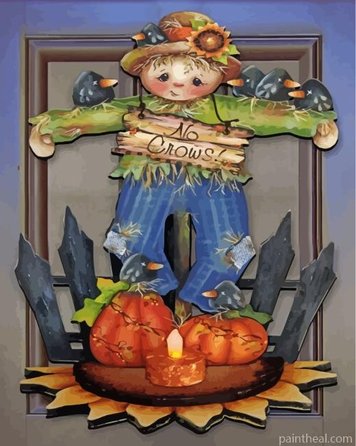 Halloween Scarecrow And Crows Painting By Numbers Kits