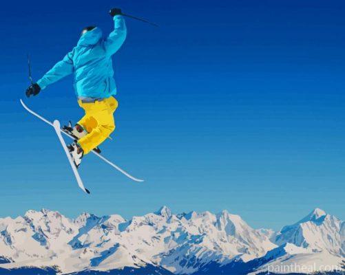 Snow Skiing Jump Painting By Numbers Kits