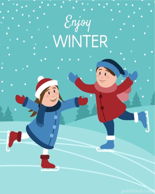 Little Kids Skating Painting By Numbers Kits