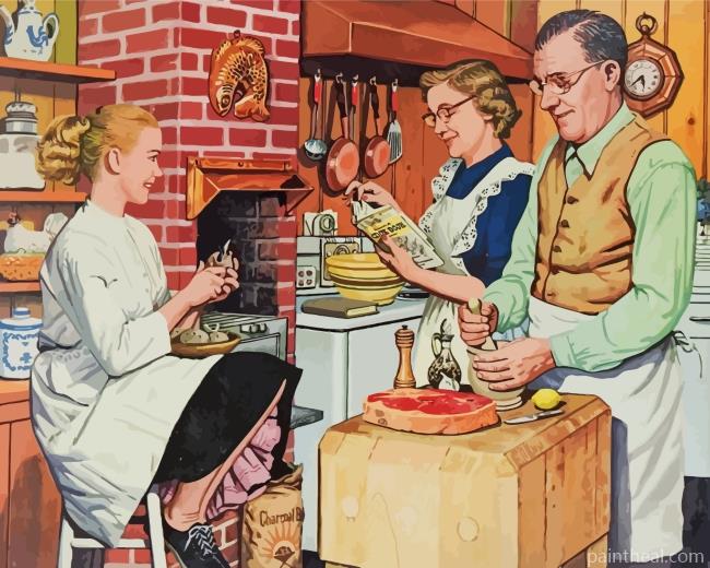 1950s Americana Family Dinner Painting By Numbers Kits
