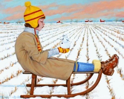 Girl And Snowman Painting By Numbers Kits