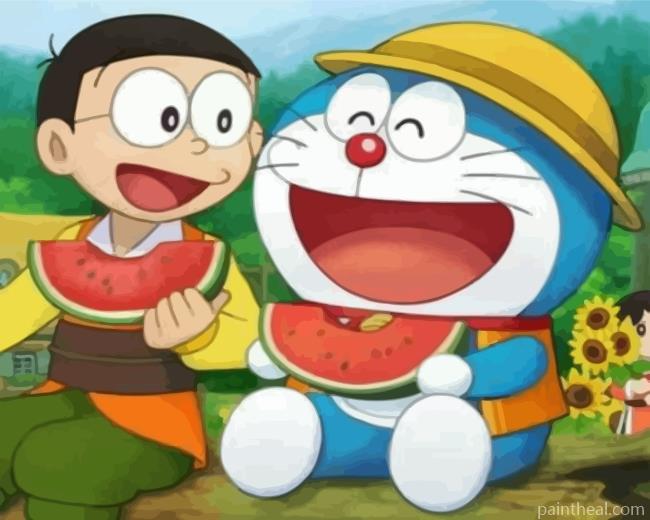 Nobita And Doraemon Eating Painting By Numbers Kits
