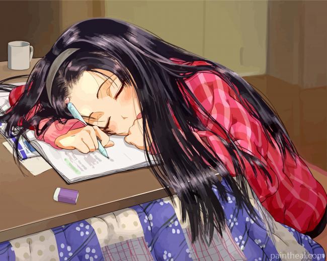 Sleepy Anime Girl Painting By Numbers Kits
