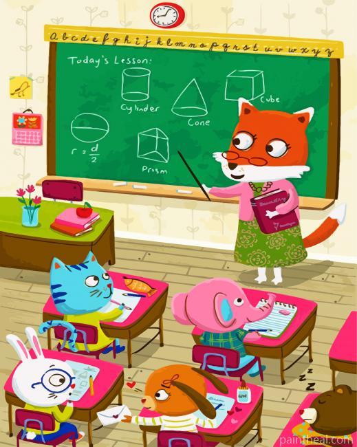 Cute Animals Studying Painting By Numbers Kits