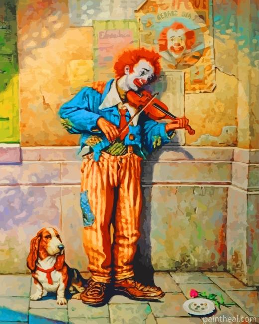 Violinist Clown Painting By Numbers Kits