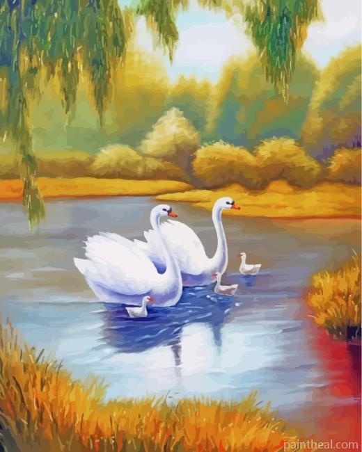 Aesthetic White Swans Painting By Numbers Kits