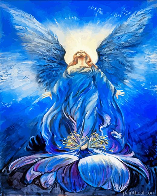 Blue Angel Of Love In A Lotus Flower Painting By Numbers Kits
