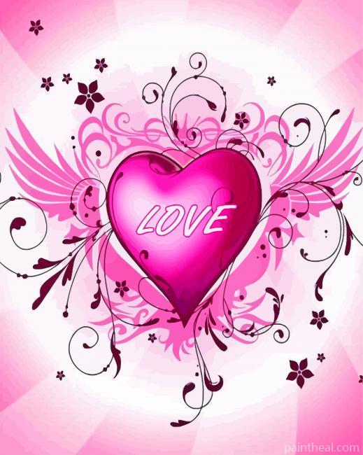 Pink Heart Painting By Numbers Kits