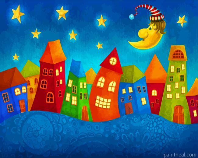 Aesthetic Night Buildings Painting By Numbers Kits