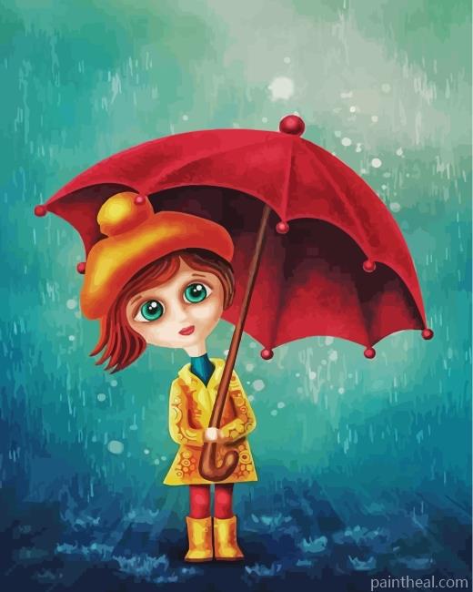 Anime Girl And Umbrella Painting By Numbers Kits