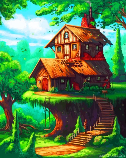 Fantasy House In Woods Painting By Numbers Kits