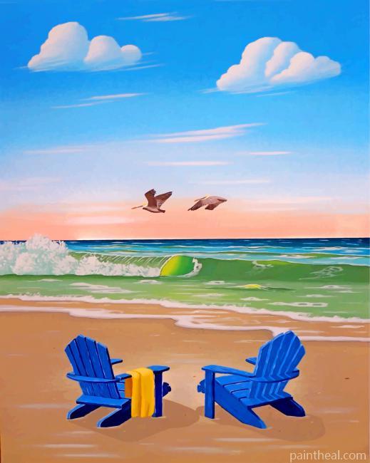 Blue Beach Chairs Painting By Numbers Kits