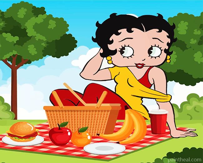 Betty Boop Enjoying Her Picnic Painting By Numbers Kits