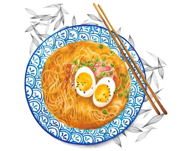 Ramen Noodles Plat Painting By Numbers Kits