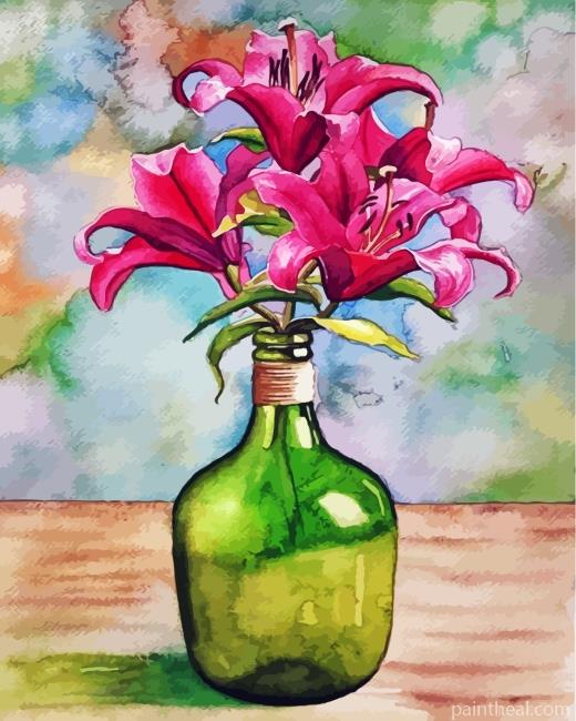 Lilies In Glass Bottle Painting By Numbers Kits