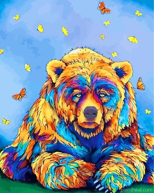 Bear And Butterflies Painting By Numbers Kits