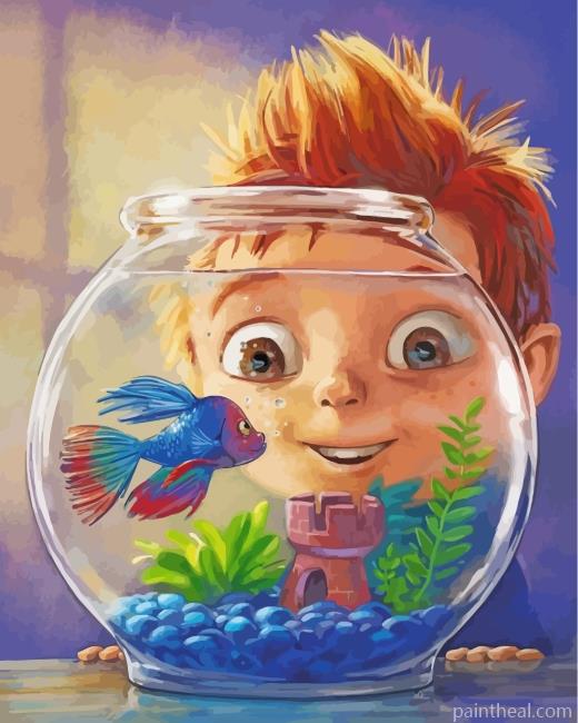 Boy And Fish Painting By Numbers Kits