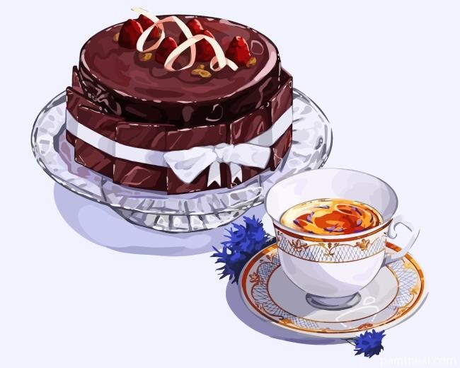 Chocolate Cake And Coffee Painting By Numbers Kits