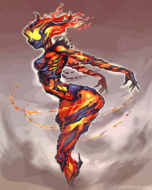 Powerful Volcano Woman Painting By Numbers Kits