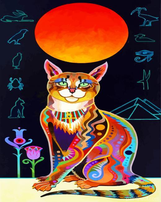 Colorful Egyptian Cat Painting By Numbers Kits