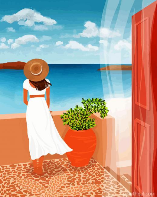 Illustration Woman In Hat Painting By Numbers Kits