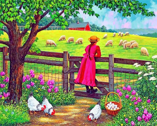 Girl In Farm Painting By Numbers Kits