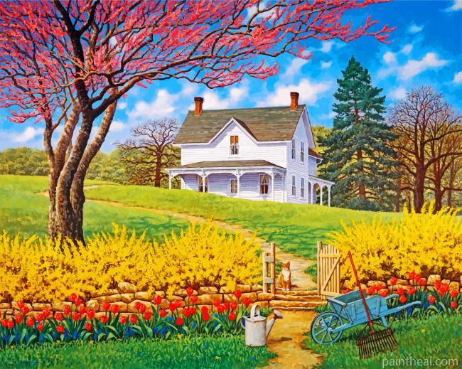 Spring Farm House Painting By Numbers Kits