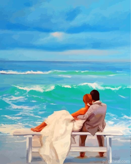 Romantic Couple By Beach Painting By Numbers Kits